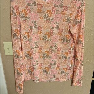Floral Long Sleeve Top - Pink and Orange